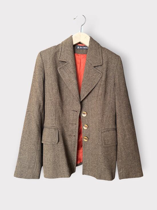 French Connection Jackets & Blazers - French Connection Herringbone Wool Brown Blazer, Women’s Size M